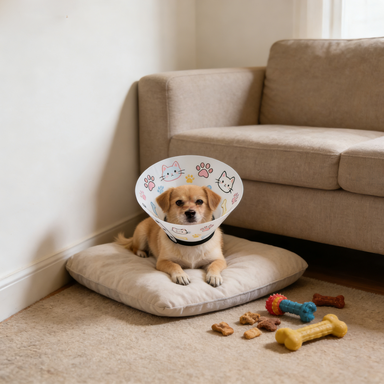 Colorful Paw Print Protective Collar for Cats & Dogs