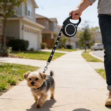 Paw Print Retractable Dog Leash