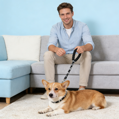 Braided Pattern Dog Leash with Padded Handle