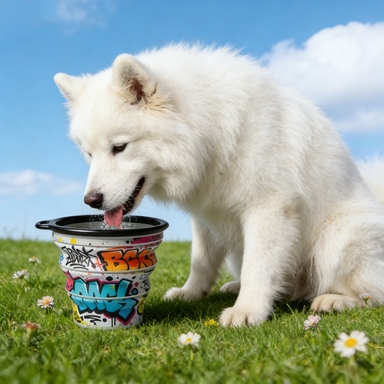 Urban Graffiti Collapsible Pet Water Bowl
