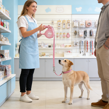 Pink Cloud Puppy Retractable Leash