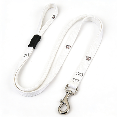 White Paw & Bone Print Nylon Dog Leash