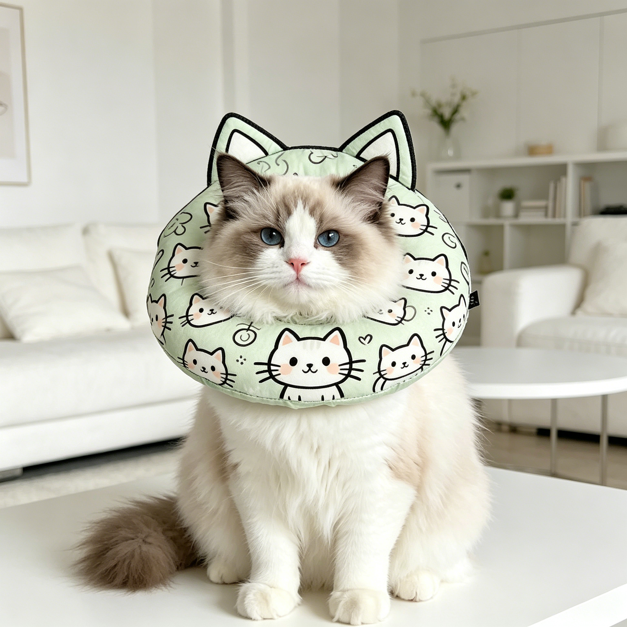 Mint Green Cat Ear Elizabeth Collar