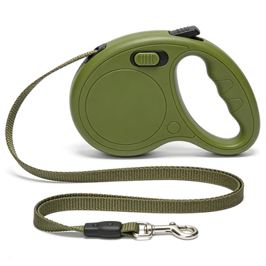 Olive Green Heavy-Duty Retractable Dog Leash